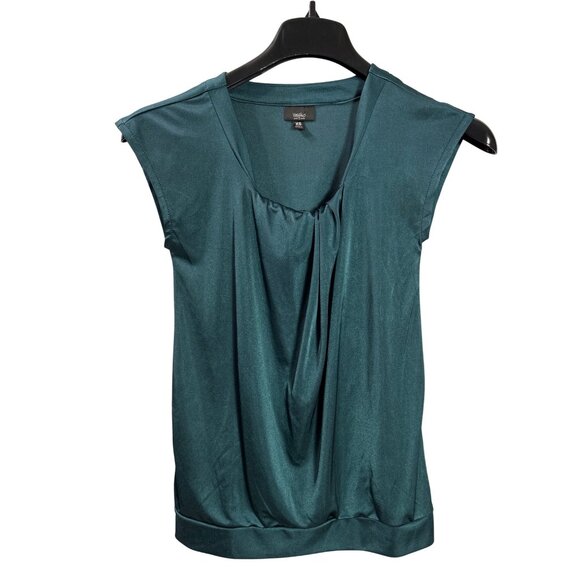 Mossimo Green Sleeveless Drape Front Top XS Lightweight Stretchy Blouse - Picture 1 of 3